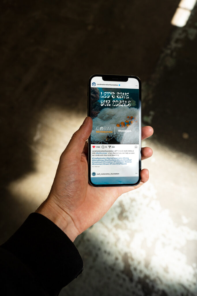 A person is holding a phone that shows the Instagram posts of the Recoral Campaign