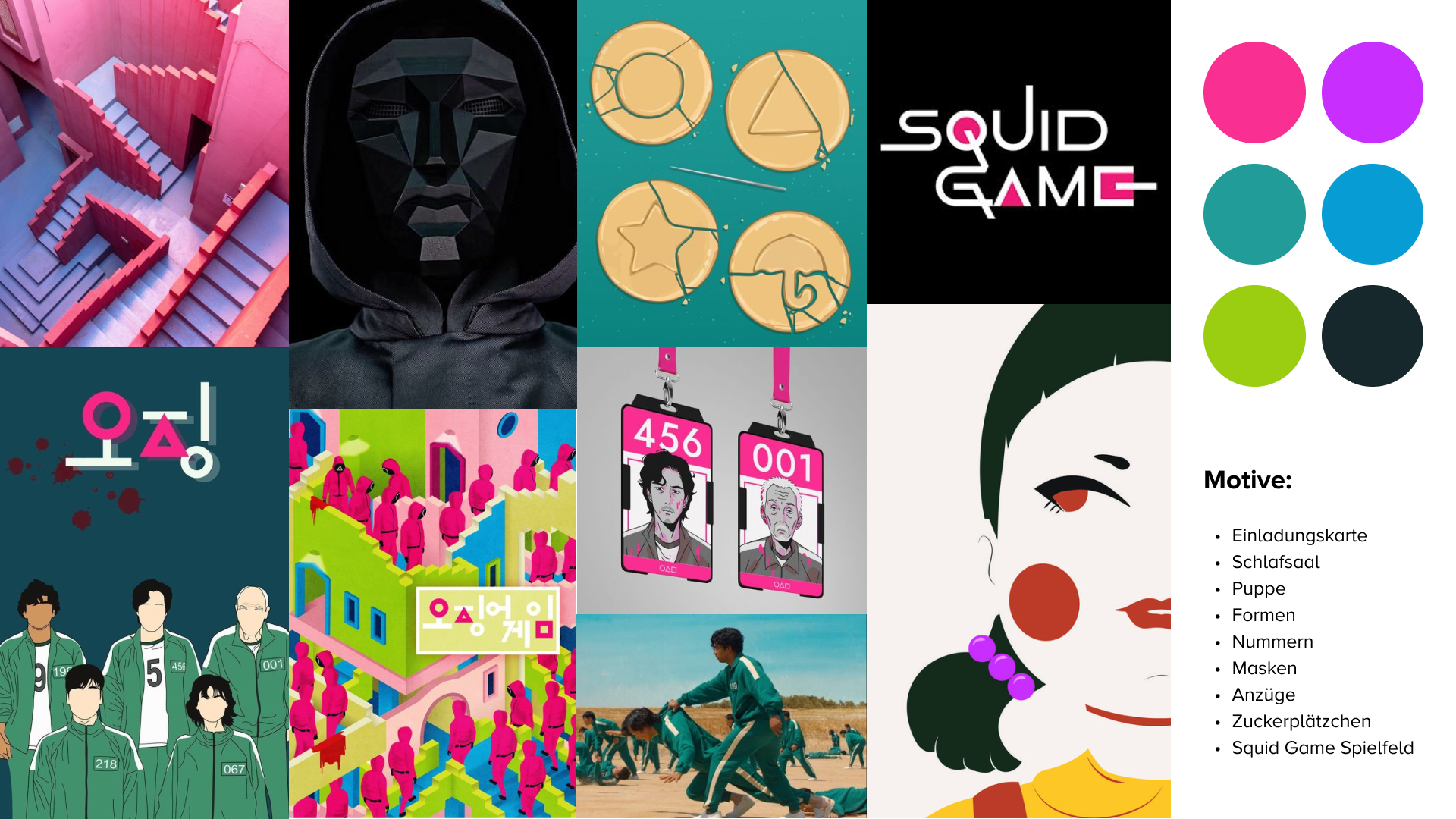 Moodboard of the Squid Game Title Sequence