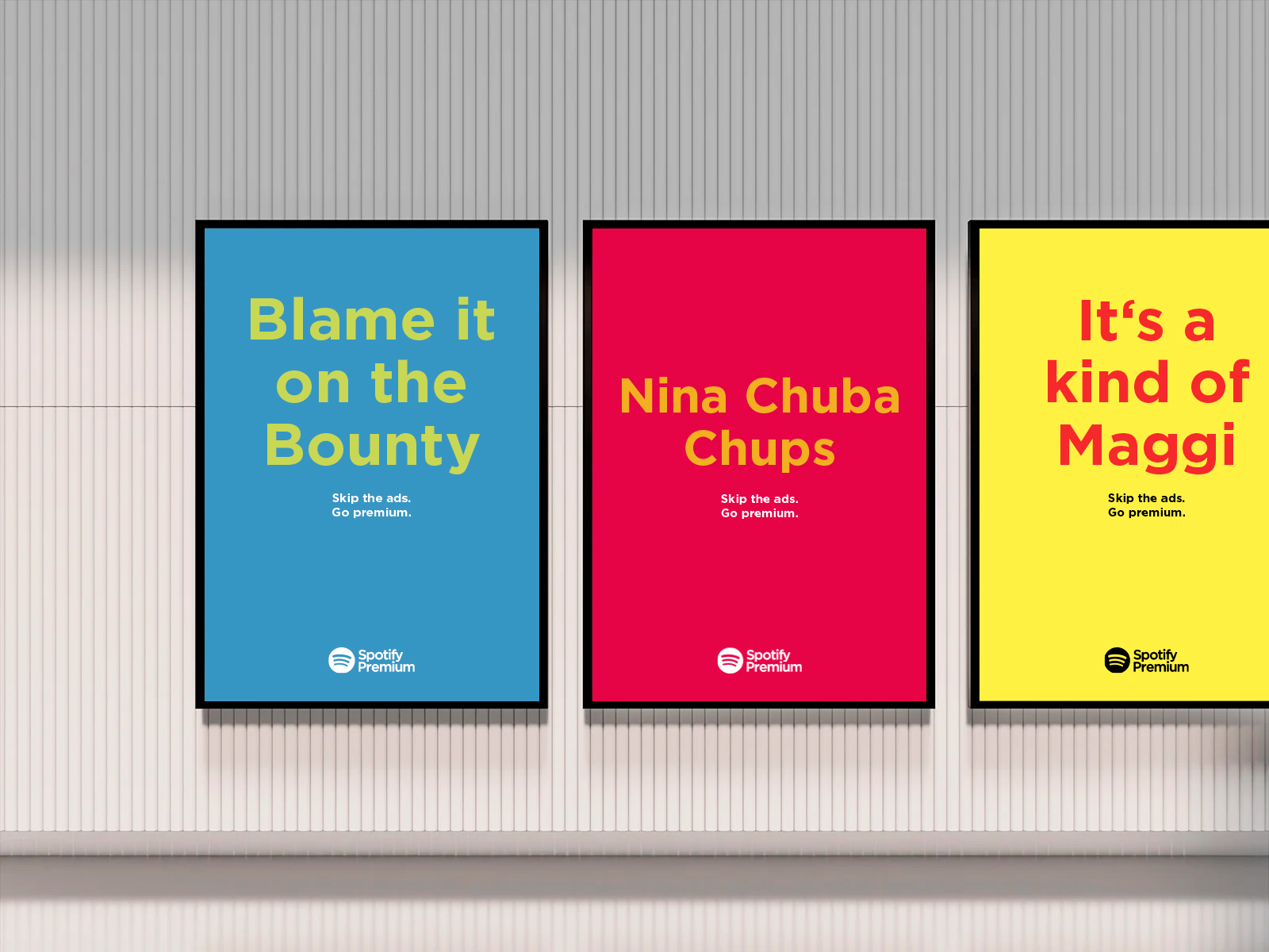 Three fictional posters for a Spotify campaign